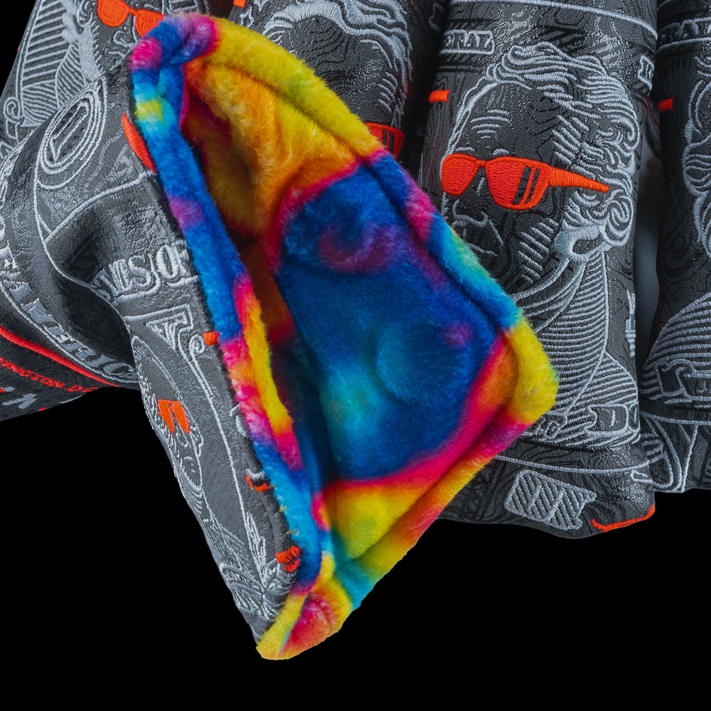 SWAG Golf Almighty Dollar 6.0 black, white, and red dollar bill themed blade golf headcover. 