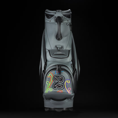 SWAG Golf x Vessel Prime 2.0 Staff golf bag with blackout dollar bills design and Jefferson on the front panel.