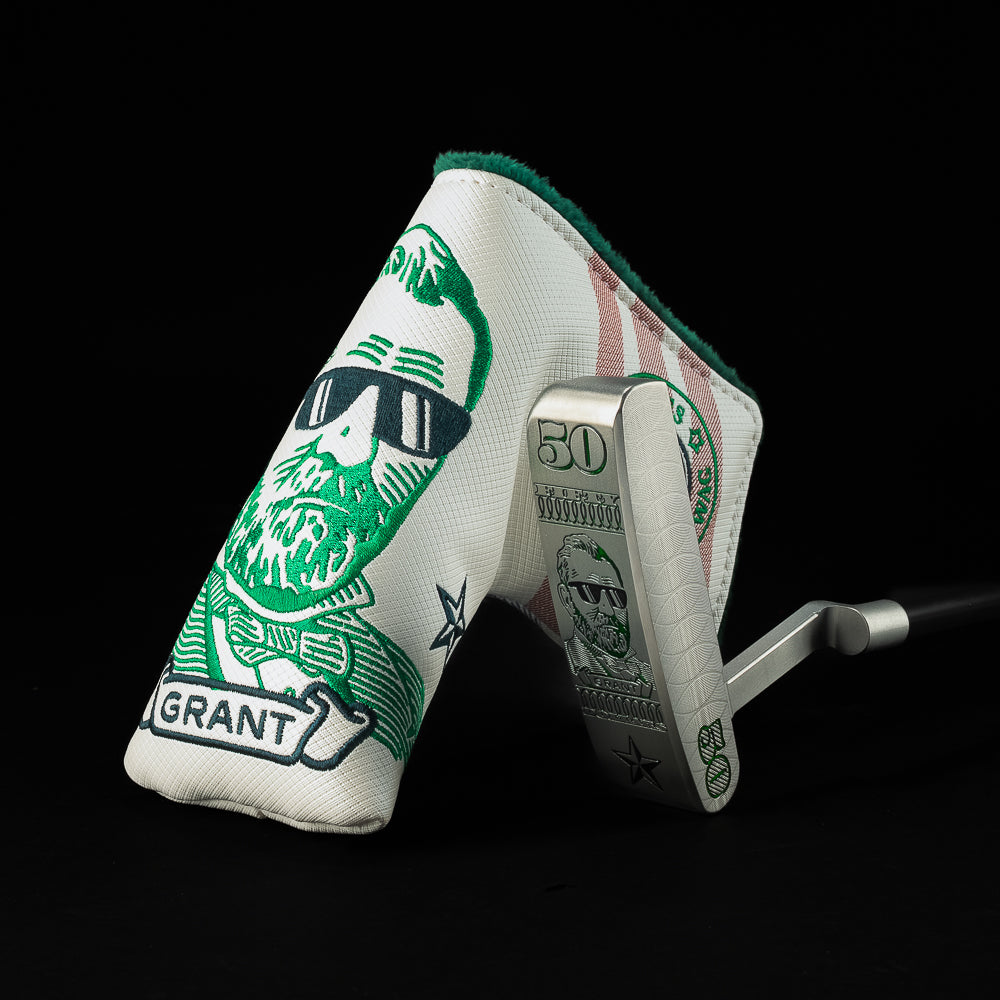 SWAG Golf The Grant Handsome One limited edition stainless steel putter with a tour satin finish and hand-painted $50 bill theme.