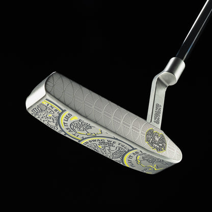 SWAG Golf limited edition Heads Up Handsome Too tour satin stainless steel blade golf putter with matching headcover.