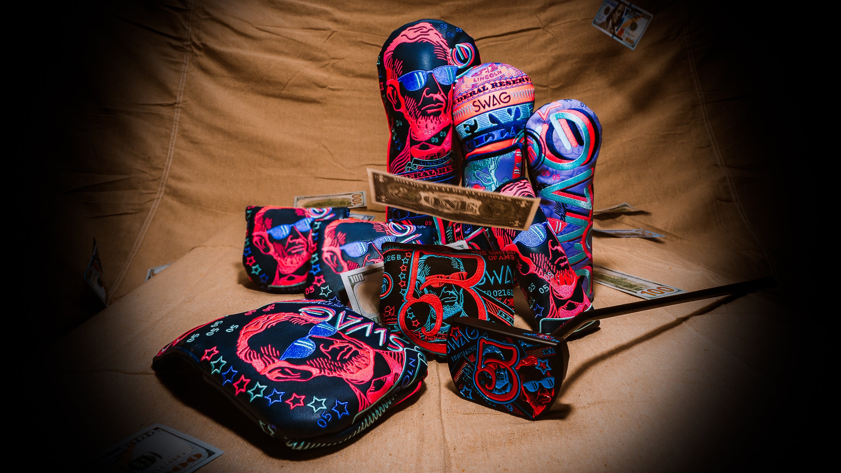 SWAG Golf 2026 Presidents Day Collection featuring limited edition golf headcovers, putters, accessories, and apparel.