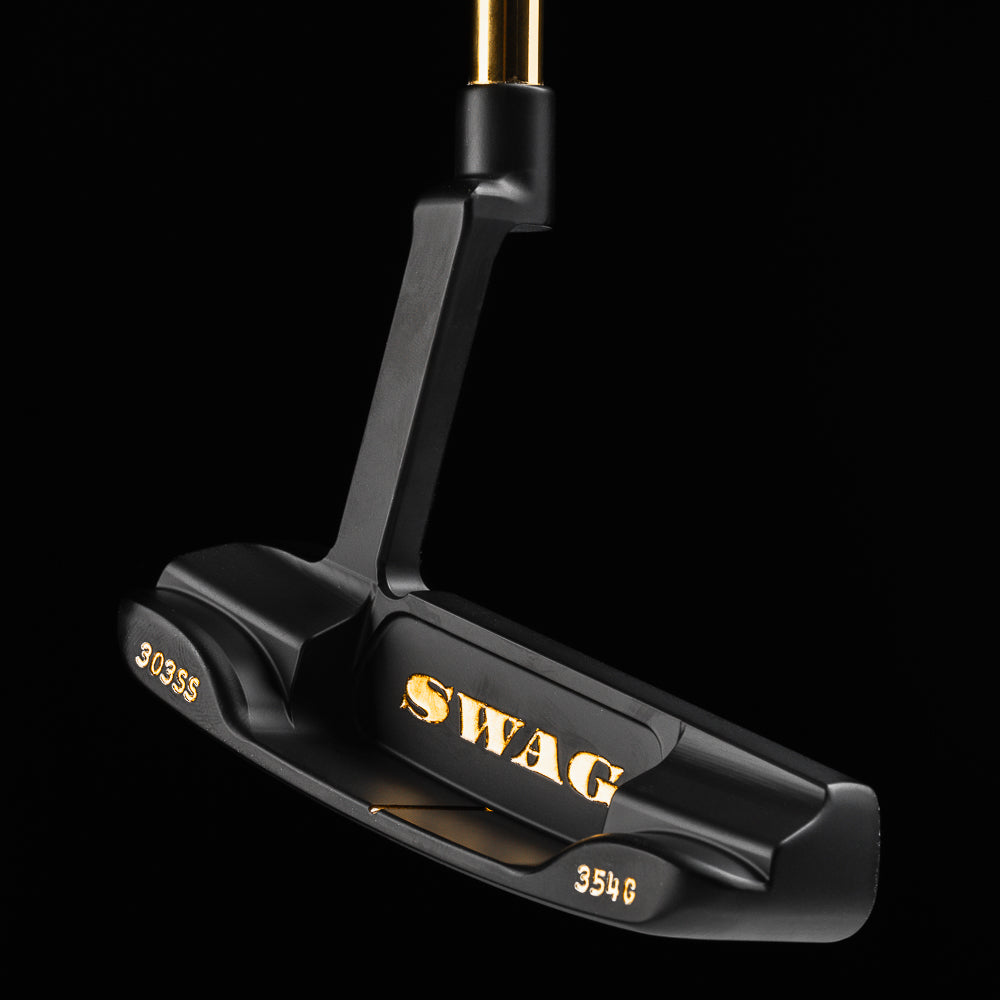 Swag Broadway Hamilton Handsome One black and gold $10 themed limited -release blade golf putter made in the USA.