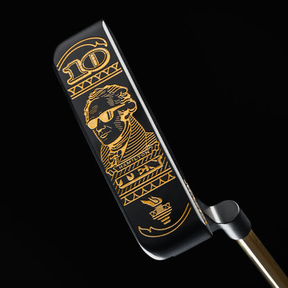 Swag Broadway Hamilton Handsome One black and gold $10 themed limited -release blade golf putter made in the USA.