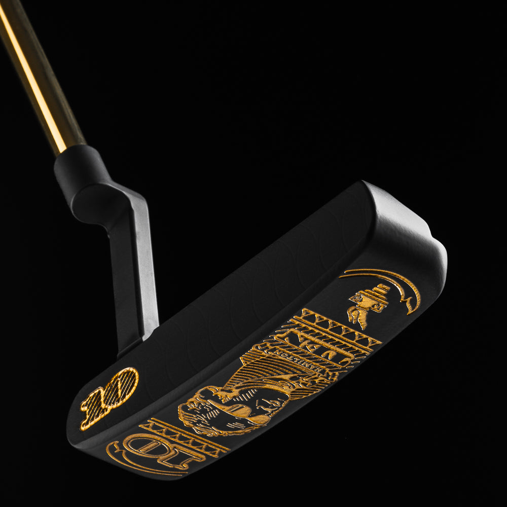 Swag Broadway Hamilton Handsome One Lefty black and gold $10 themed limited -release blade golf putter made in the USA.