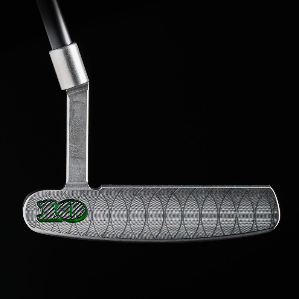 The Hamilton Handsome One Left Handed stainless steel golf putter made in the USA.