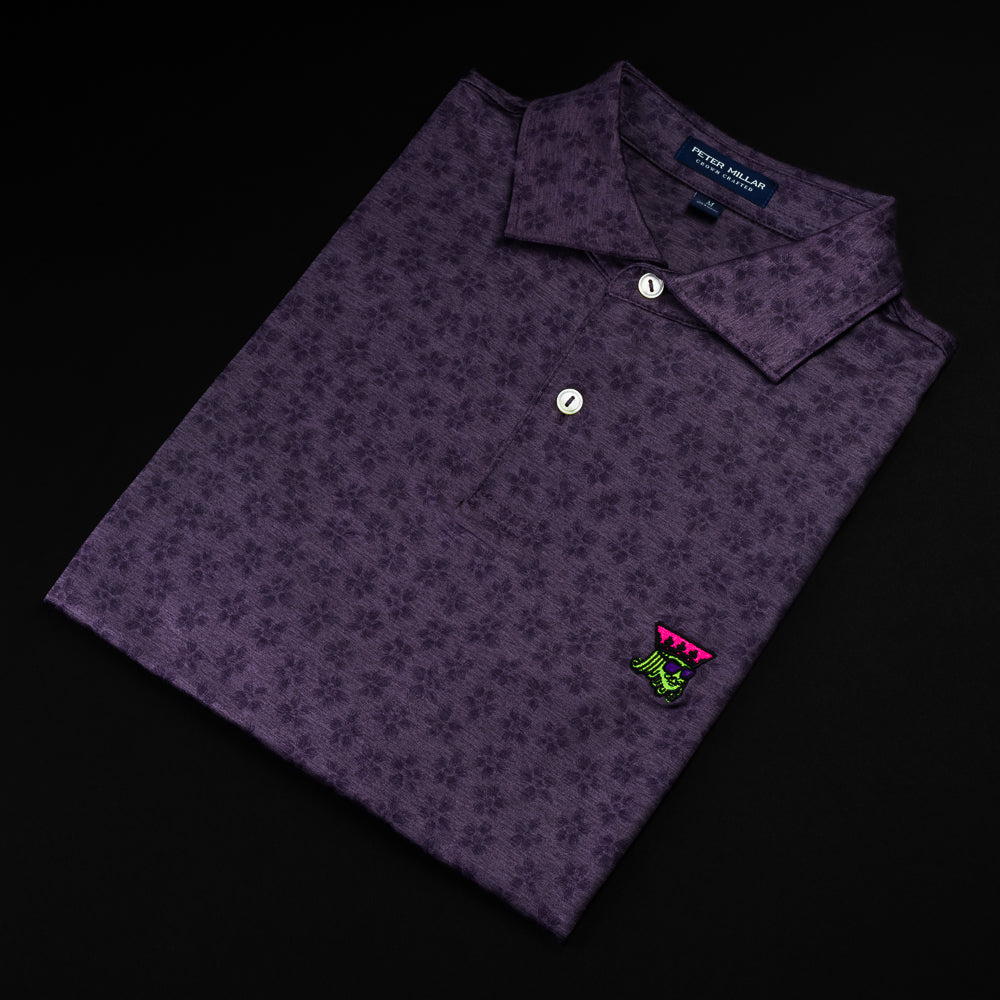 Peter Millar x Swag purple floral men's golf polo shirt.