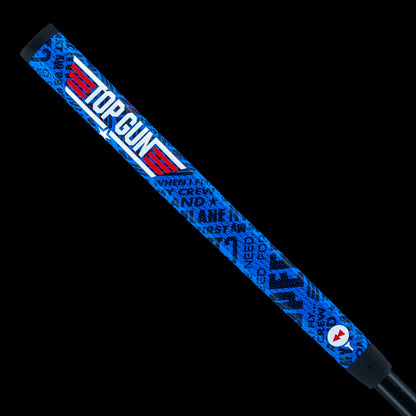 Rewind Golf x Top Gun quotes blue midsize putter grip.