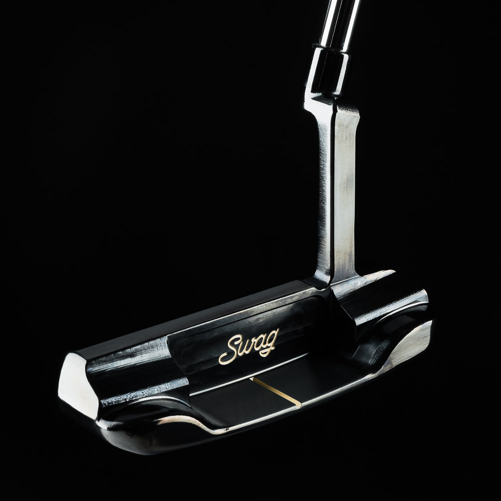 Swag Golf carbon black oxide handsome one left-handed golf putter made in the USA.