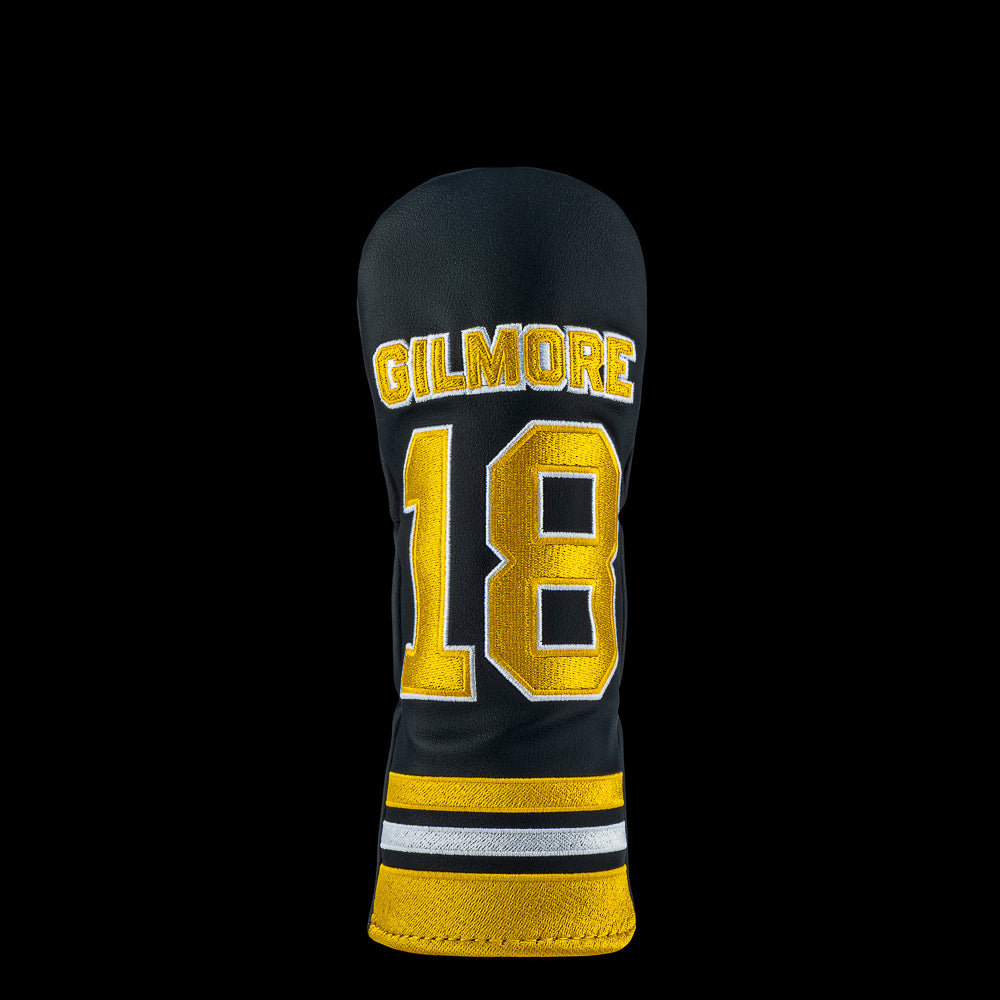 Rewind Golf x Happy Gilmore 18 Hockey Jersey black and gold officially licensed hybrid golf headcover.