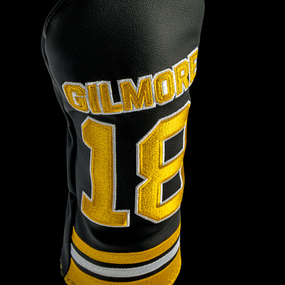 Rewind Golf x Happy Gilmore 18 Hockey Jersey black and gold officially licensed hybrid golf headcover.