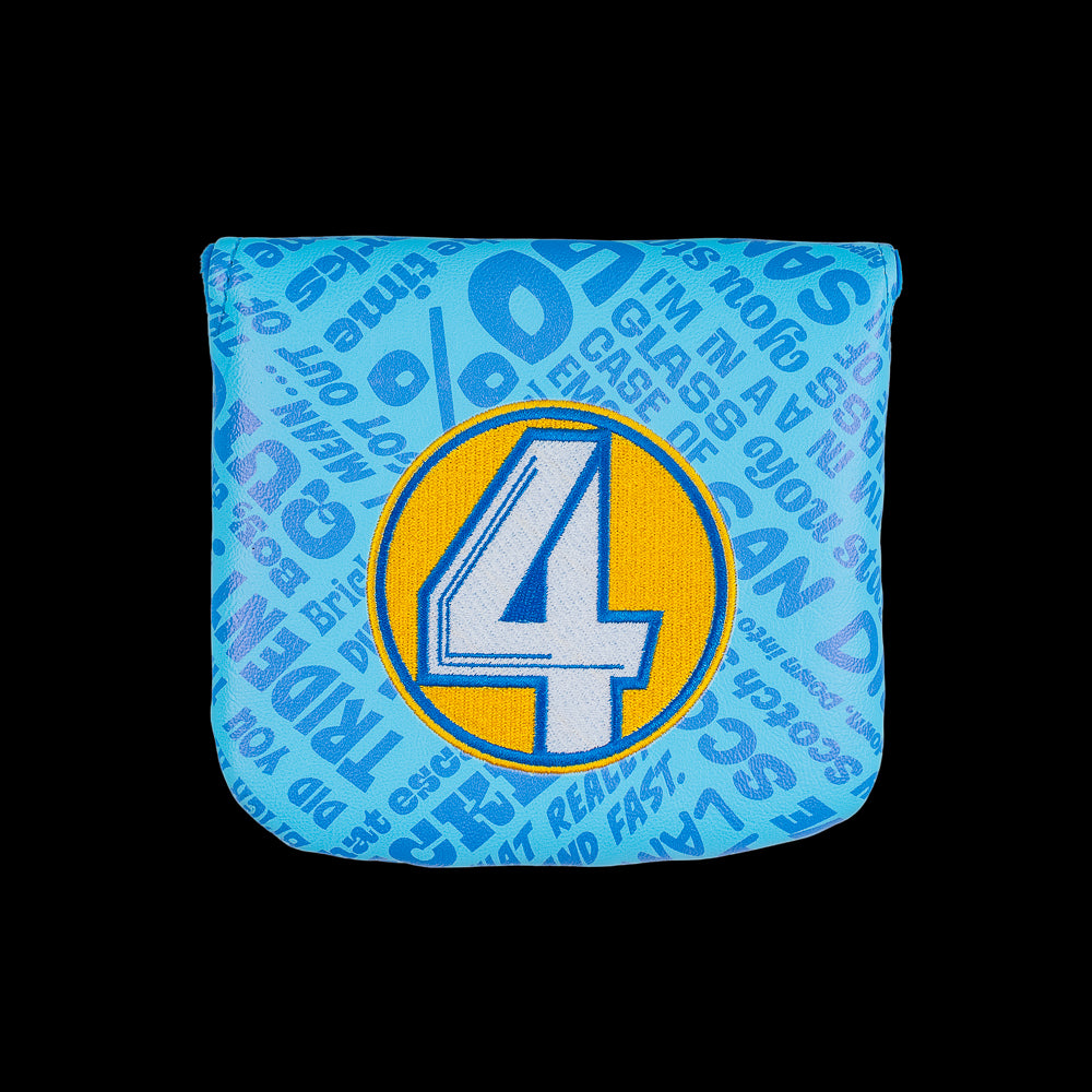 Blue Anchorman large center shaft mallet cover with Channel 4 logo.
