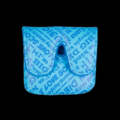 Blue Anchorman large center shaft mallet cover with Channel 4 logo.