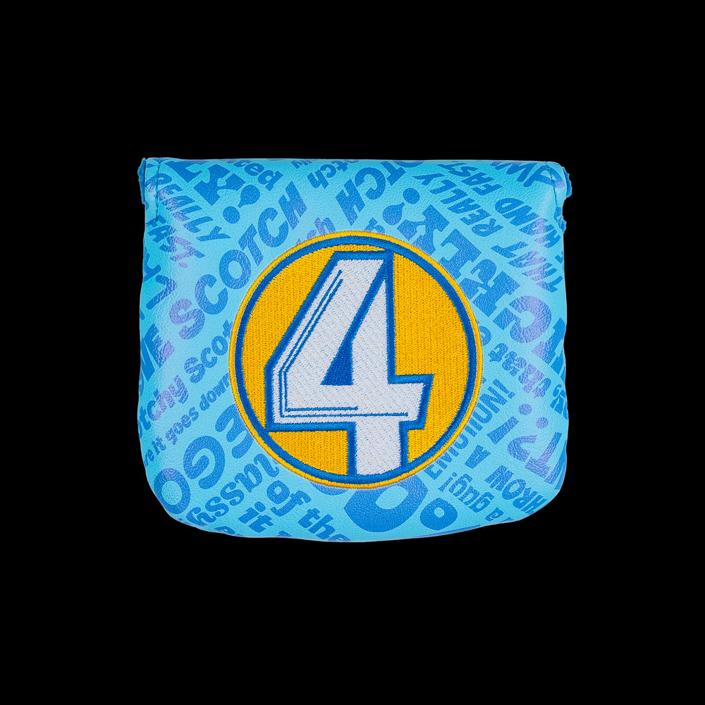 Blue Anchorman small center shaft mallet cover with Channel 4 logo.