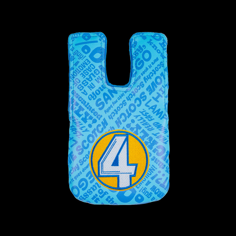 Blue Anchorman small center shaft mallet cover with Channel 4 logo.