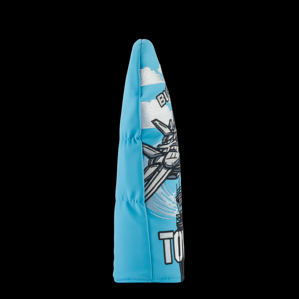 Rewind Golf x Top Gun official Buzz The Tower movie scene with fighter jet and control tower embroidery on a fairway wood golf headcover.