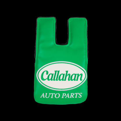Green Callahan Auto Parts small CS mallet cover with logo.