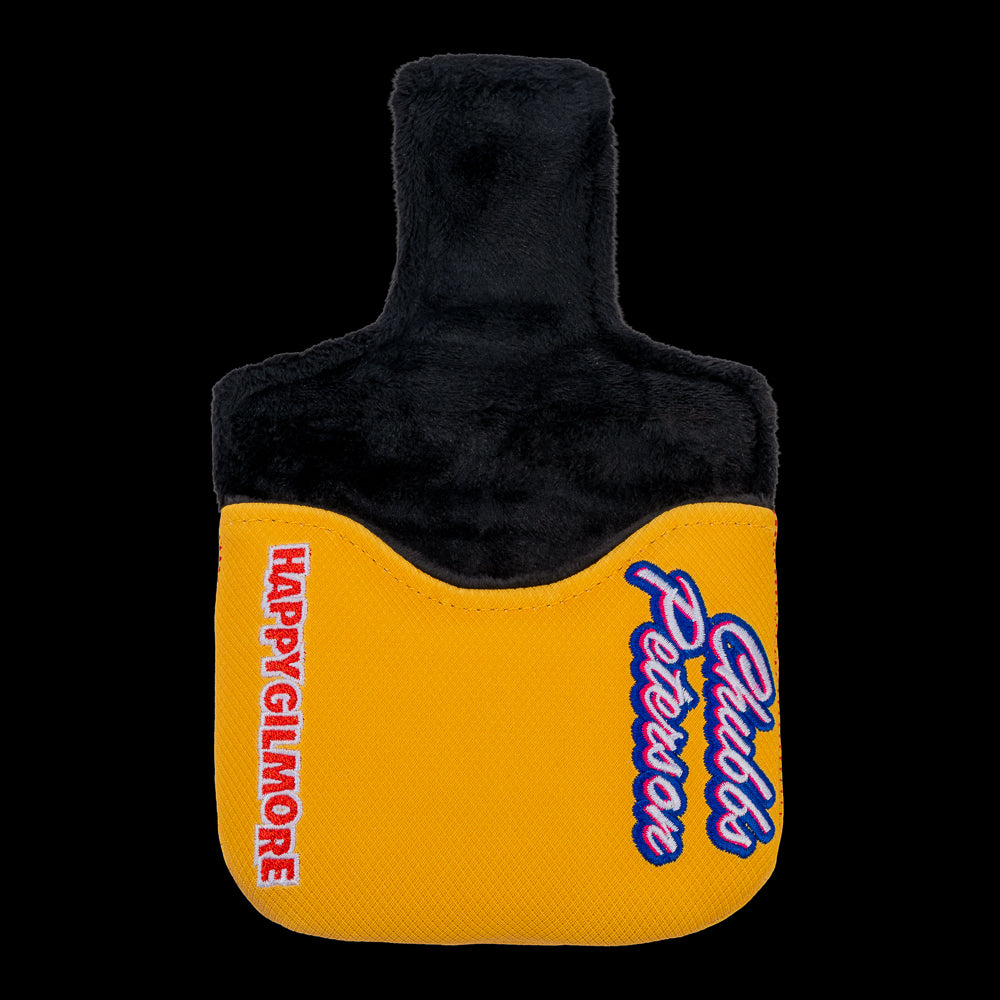 Rewind Golf x Happy Gilmore official Chubbs Peterson Golf Academy yellow and orange with embroidered gator mallet golf headcover.