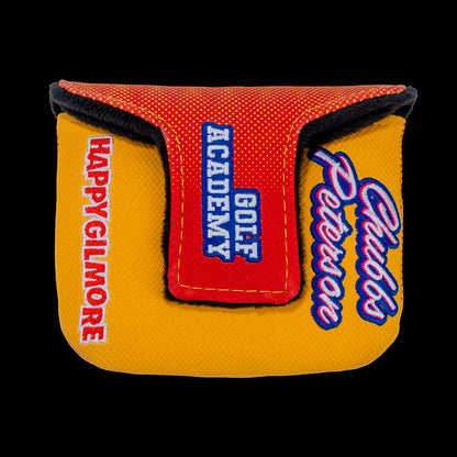 Rewind Golf x Happy Gilmore official Chubbs Peterson Golf Academy yellow and orange with embroidered gator mallet golf headcover.