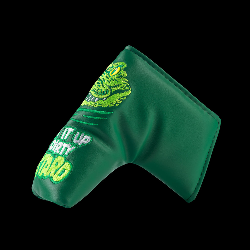 Rewind Golf x Happy Gilmore official Cough It Up green alligator themed blade putter golf headcover.