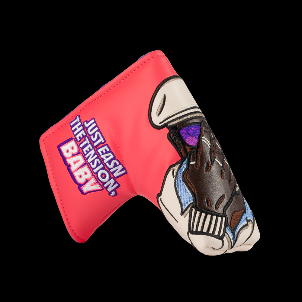 Chubbs Peterson officially licensed Happy Gilmore easn the tension, baby pink blade putter golf headcover.