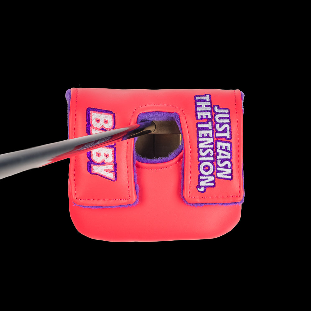 Happy Gilmore Chubbs Peterson Easn The Tension, Baby pink center shaft mallet golf headcover.