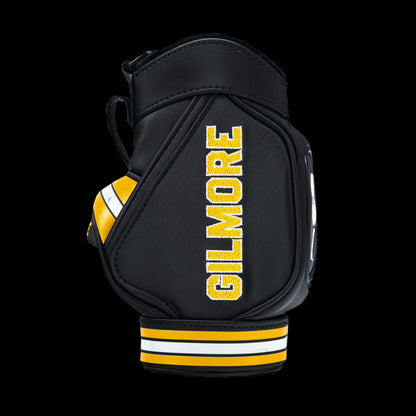 Rewind Golf x Happy Gilmore 18 Hockey Jersey official desk caddy accessory featuring black, gold, and yellow details and Happy Gilmore logo.