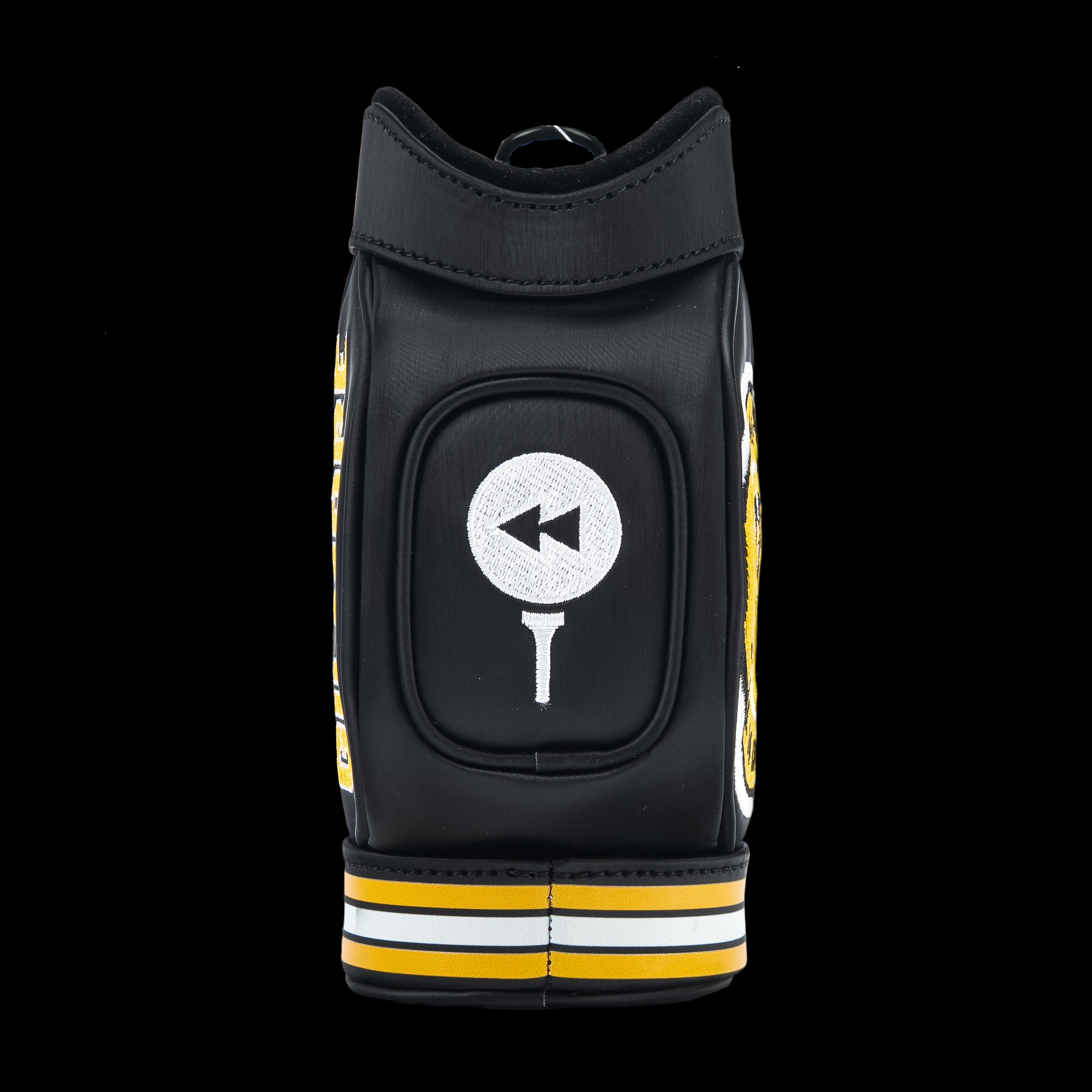 Rewind Golf x Happy Gilmore 18 Hockey Jersey official desk caddy accessory featuring black, gold, and yellow details and Happy Gilmore logo.