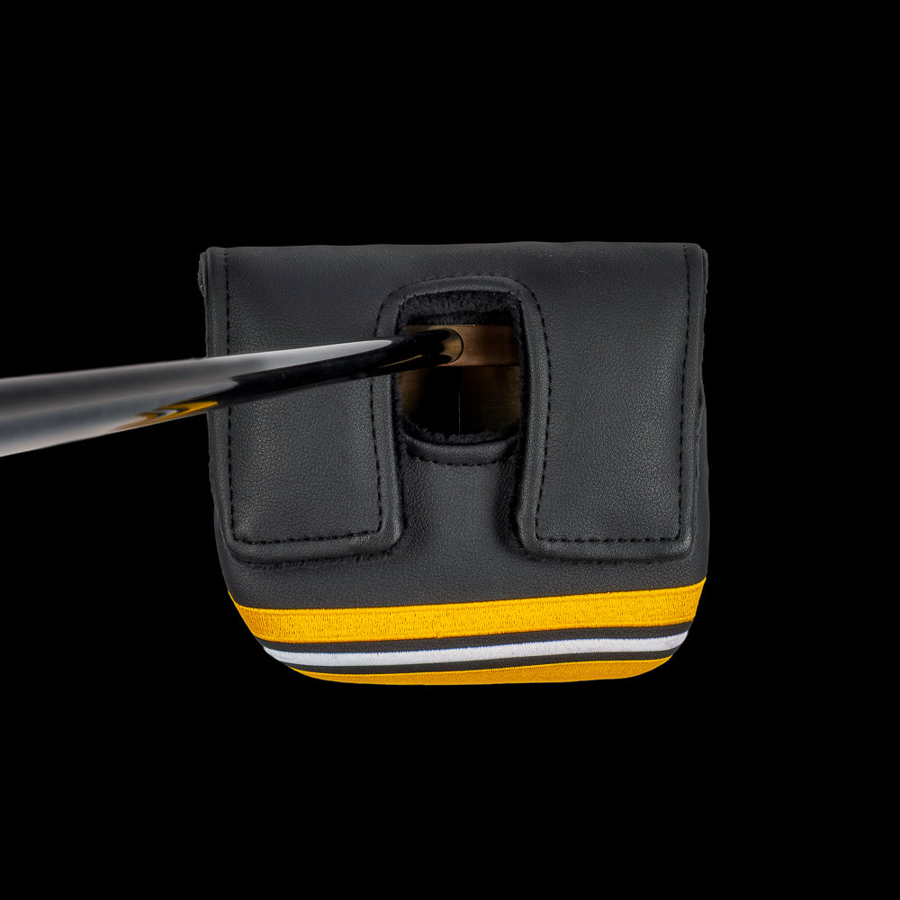 Happy Gilmore 18 Jersey Black and yellow officially licensed center shaft mallet putter headcover.