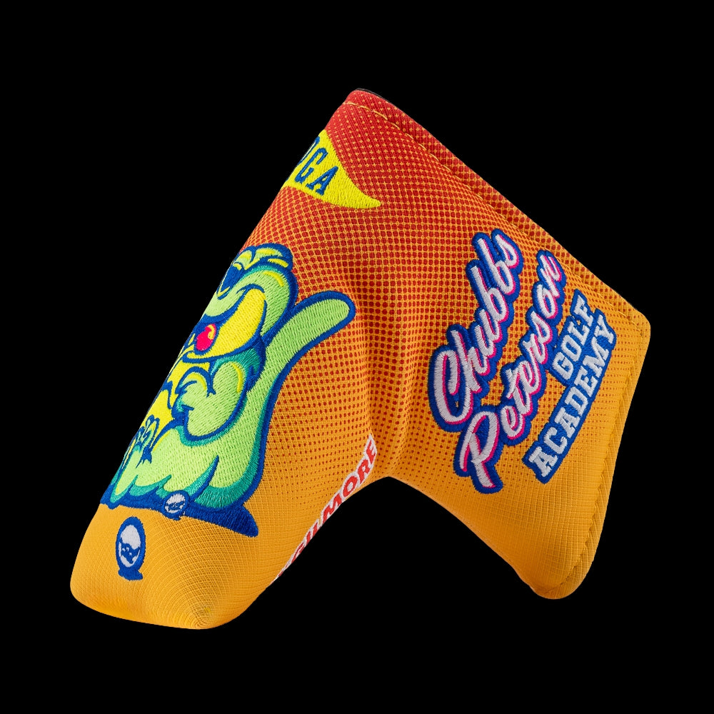 Rewind Golf x Happy Gilmore Chubbs Academy Gator orange and yellow officially licensed blade golf headcover.