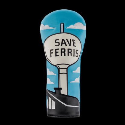 Rewind Golf x Ferris Bueller officially licensed movie water tower themed driver golf headcover.