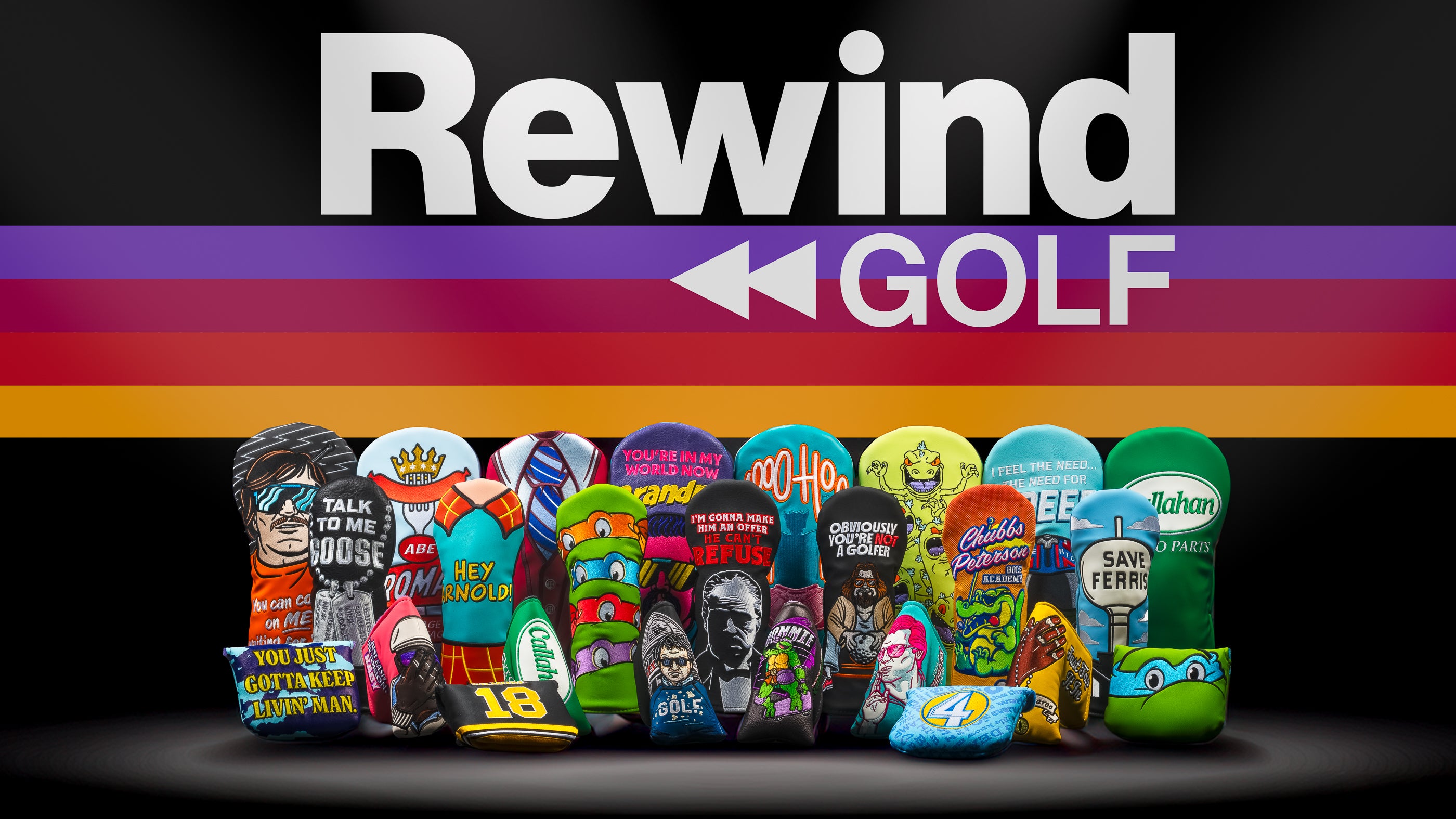 Rewind Golf officially licensed movie-themed golf headcovers.