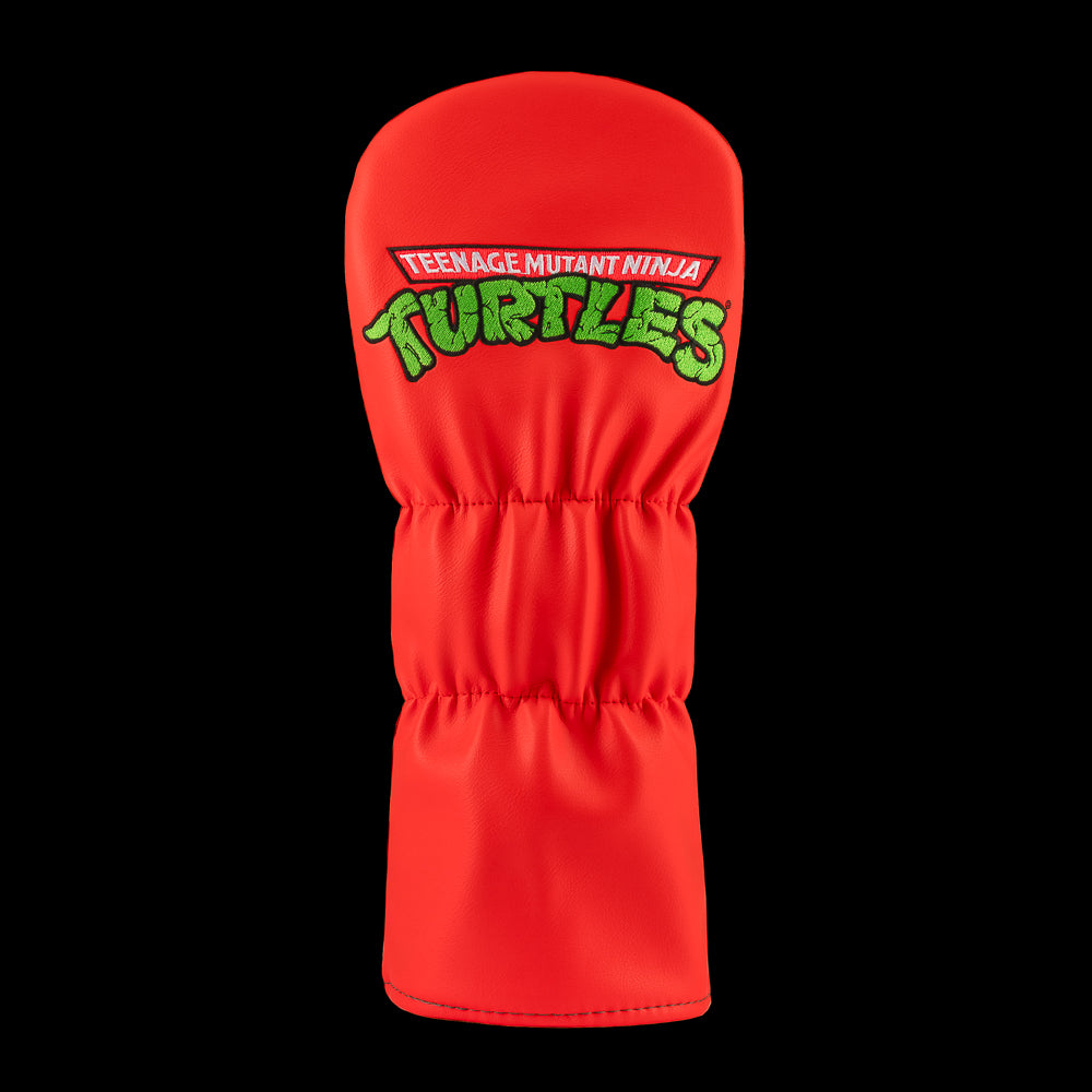 Red TMNT Raph driver cover with bold sai design.