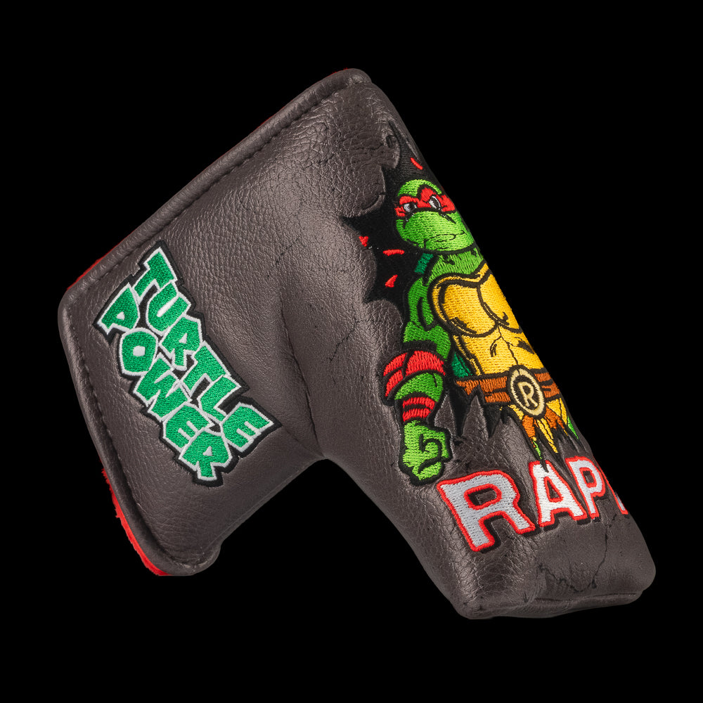 TMNT Raph blade putter cover with red details and sai weapons.