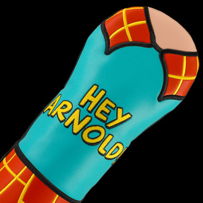Green Hey Arnold fairway cover with plaid outfit design.