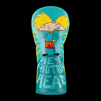 Teal Arnold driver cover with “Hey Football Head” text.