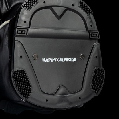 Yellow and black golf bag with 'Gilmore' branding on a white background