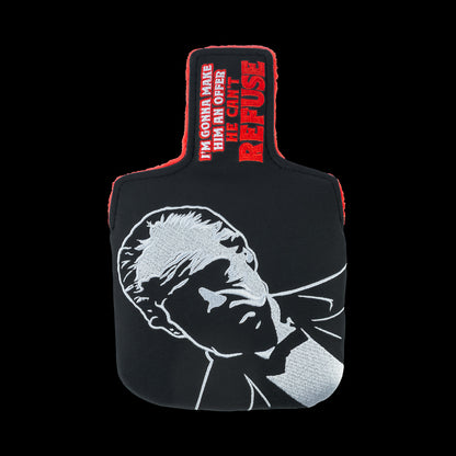 Rewind Golf x The Godfather Offer He Can't Refuse official mallet golf headcover featuring a black and white design with red fur.
