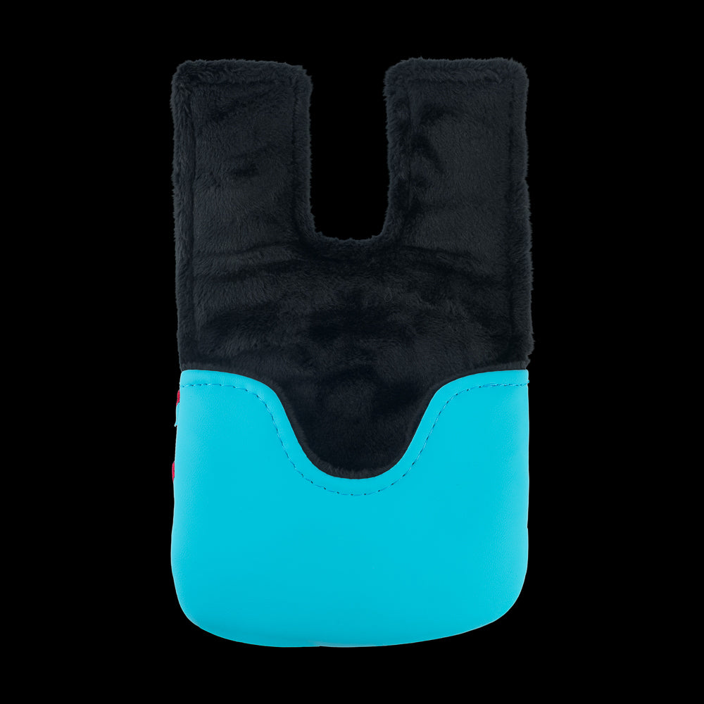 Rewind Golf x Top Gun Need For Speed officially licensed center shaft mallet putter golf headcover featuring Maverick's helmet and a red, white, and blue design.