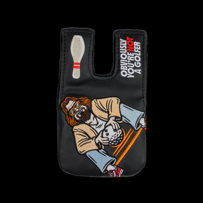 Big Lebowski official Not A Golfer black and embroidered the dude center shafted mallet golf headcover.