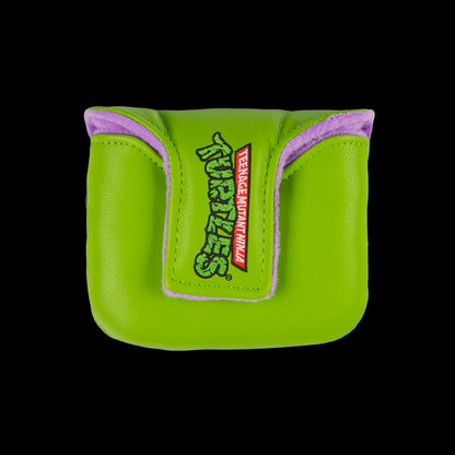 Green TMNT Donnie mallet cover with purple mask peeking design.