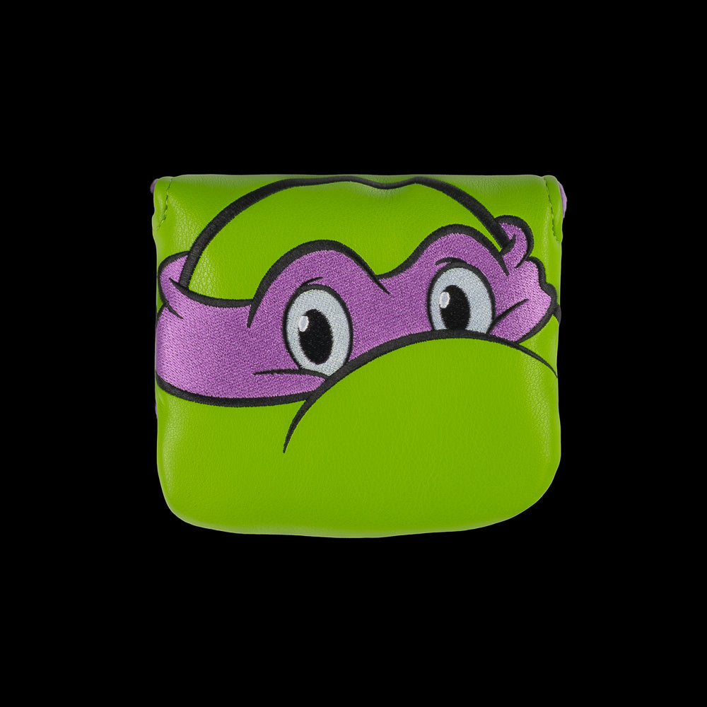 Green Donnie small center shaft mallet cover with purple mask peeking design.