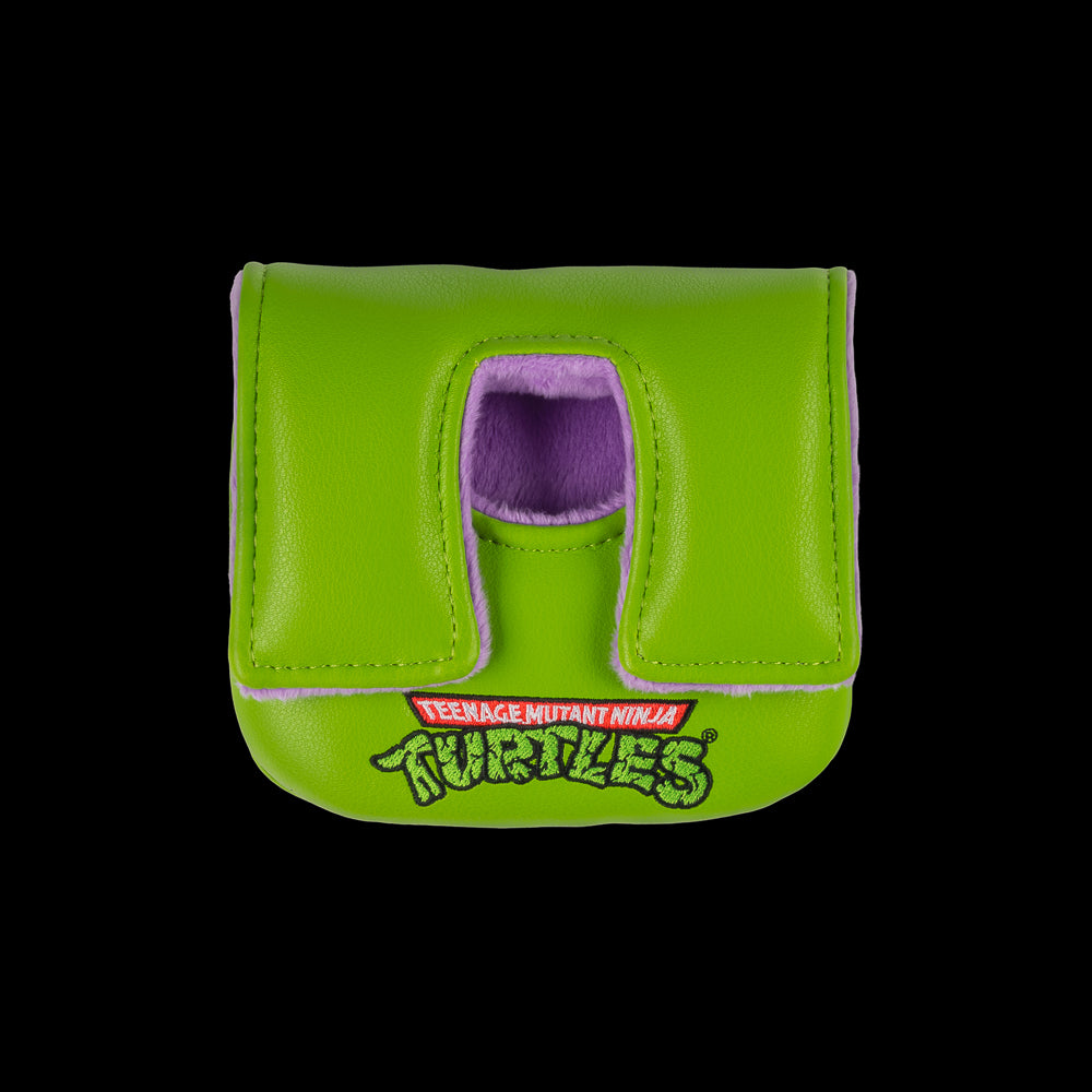 Green Donnie small center shaft mallet cover with purple mask peeking design.