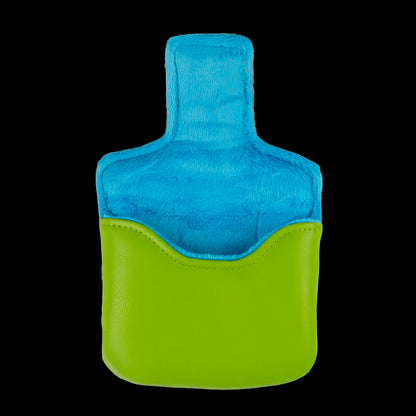 Green TMNT Leo mallet cover with blue mask peeking design.