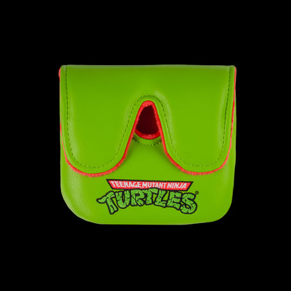 TMNT official green Raph large center shaft mallet cover with red mask peeking design.