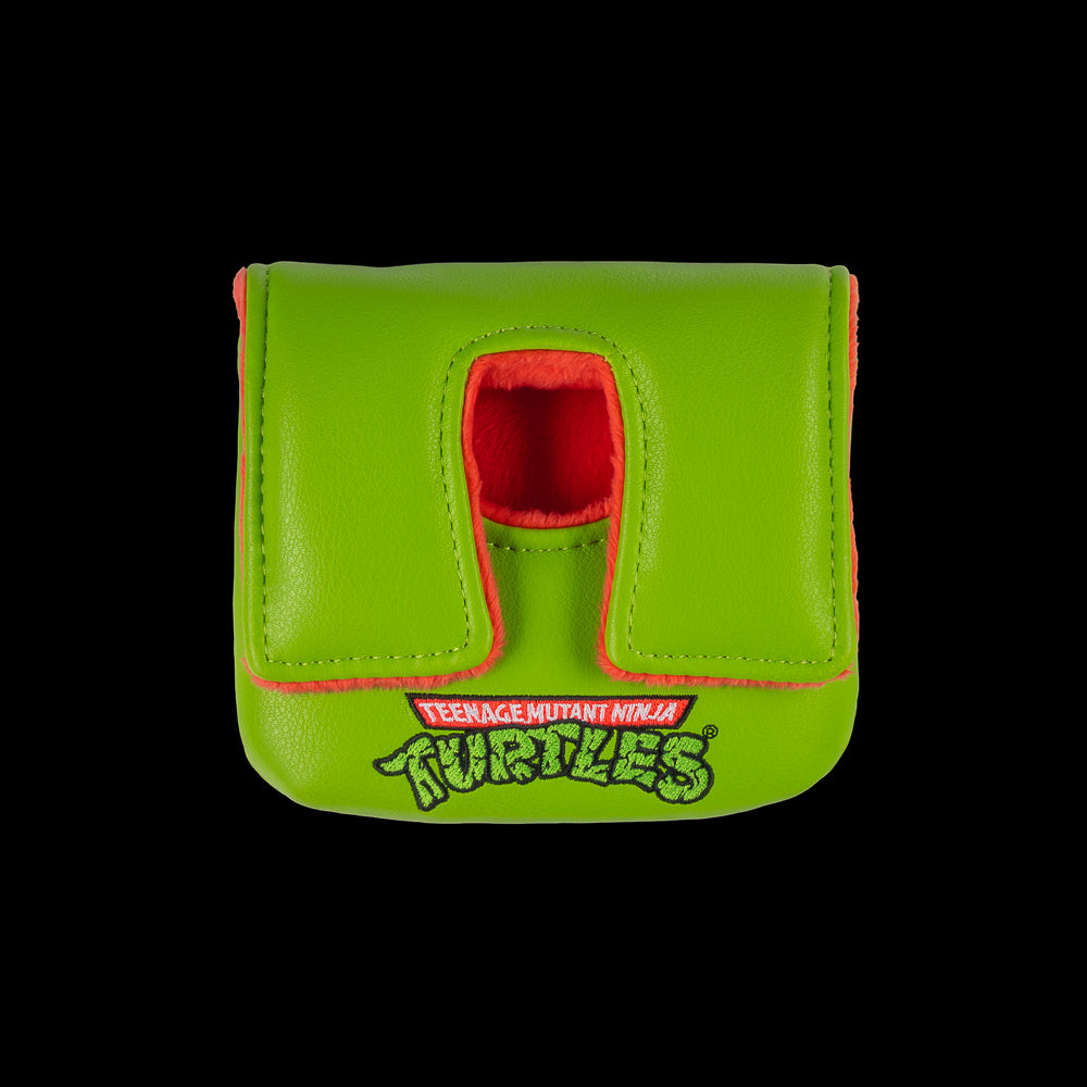 Green Raph small center shaft mallet cover with red mask peeking design.