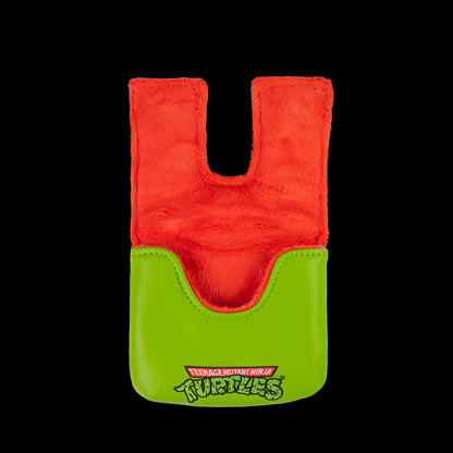 Green Raph small center shaft mallet cover with red mask peeking design.