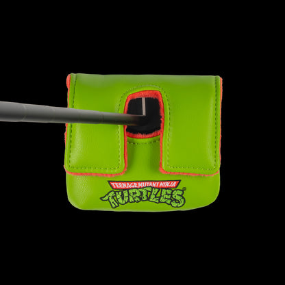 Green Raph small center shaft mallet cover with red mask peeking design.