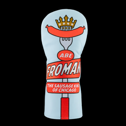 Ferris Bueller Abe Froman Sausage King of Chicago officially licensed blue and red driver golf headcover.