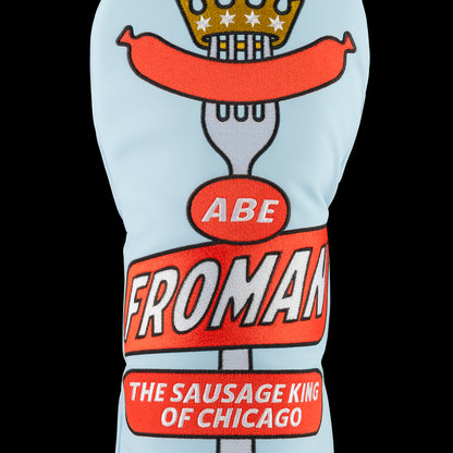 Ferris Bueller Abe Froman Sausage King of Chicago officially licensed blue and red driver golf headcover.