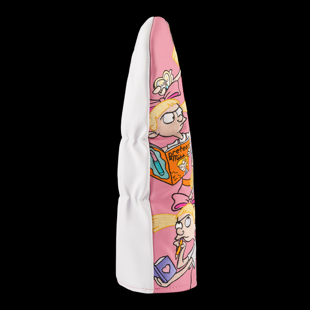 Pink Hey Arnold driver cover with stacked Helga poses.